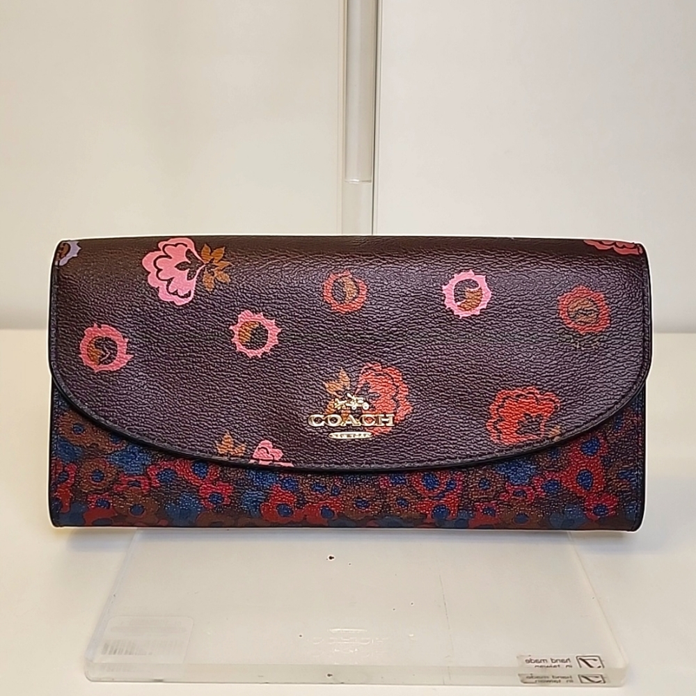 Coach Floral Oxblood Wallet - Picture 1 of 13